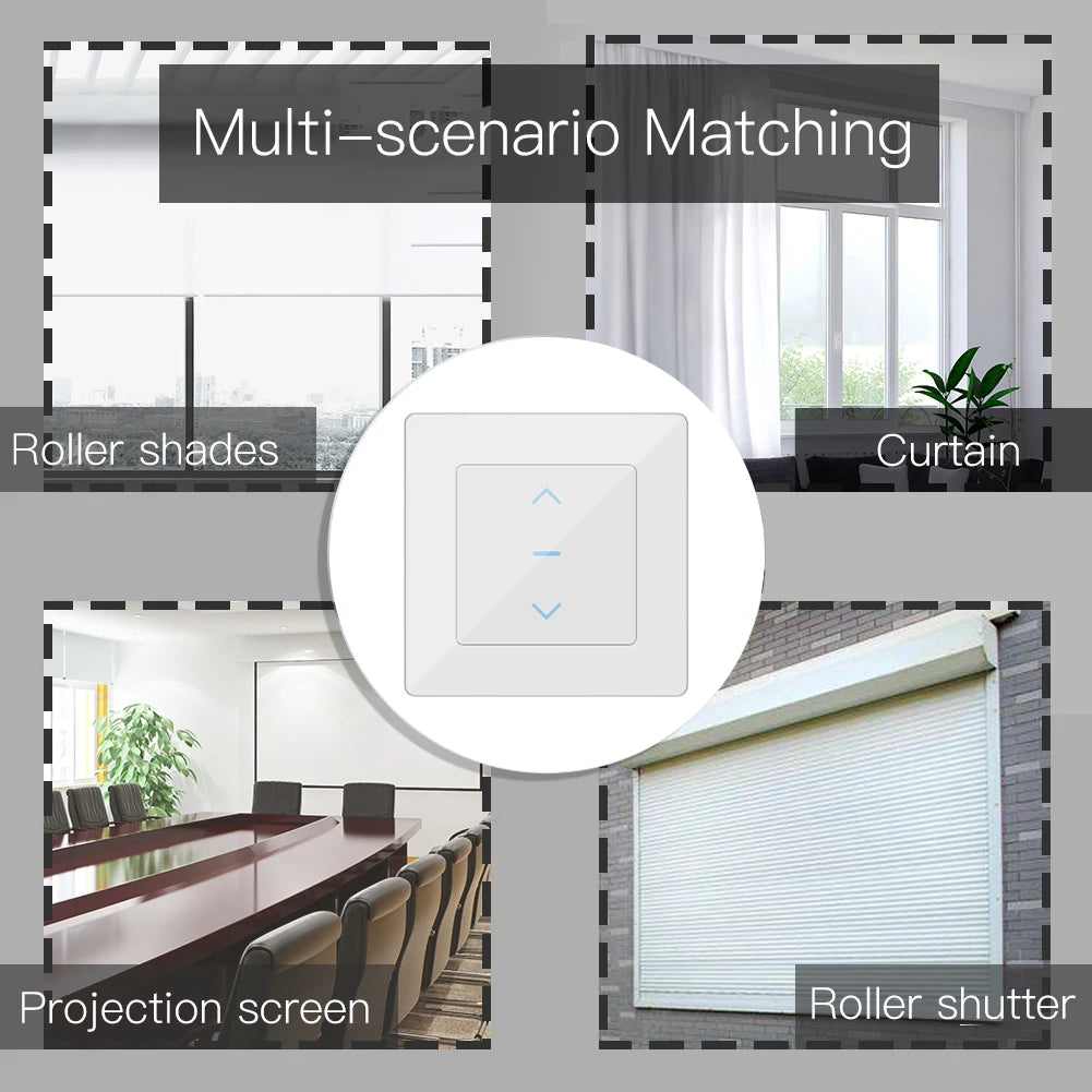 MOES Touch Design WiFi Smart Curtain Switch for Motorized Curtains and Roller Blinds work with Tuya Smart Life App Alexa Google