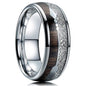 Fashion 8mm Rose Gold Color Stainless Steel Guitar String Rings for Men Koa Wood Inlay Ring Whiskey Barrel Mens Wedding Band