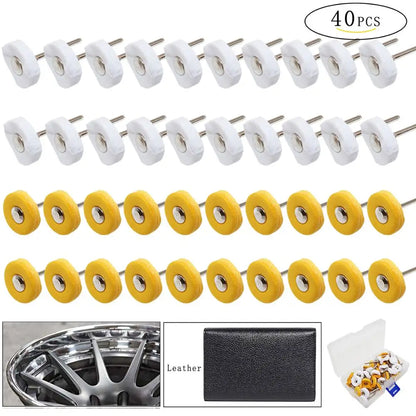 2.35/3mm Shank 40 Pieces Muslin Polishing Buffing Wheel Buffs Set Fits Dremel Rotary Tools