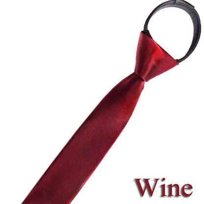 HUISHI Pre-tied Zipper Tie Neck Mens Skinny 5cm Zipper Neckties Red Black Blue Solid Color Slim Narrow Entertainment Party