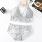 Women Lace Bra And Briefs Set Backless Bralette Solid Color Underwear Wireless Lace Bra Top Sexy Lingerie Set Female Intimates