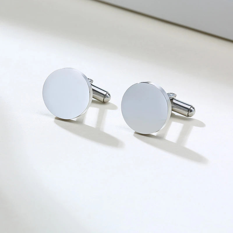 Vnox Customized Engrave Men's Cufflinks Geometric Stainless Steel Metal Cuff Links Personalized Gents Sleeve Nail Gift for Him