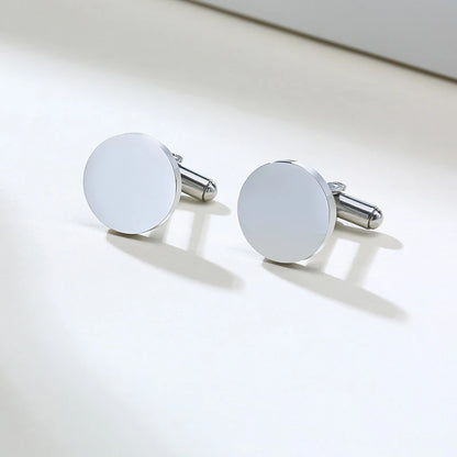 Vnox Customized Engrave Men's Cufflinks Geometric Stainless Steel Metal Cuff Links Personalized Gents Sleeve Nail Gift for Him