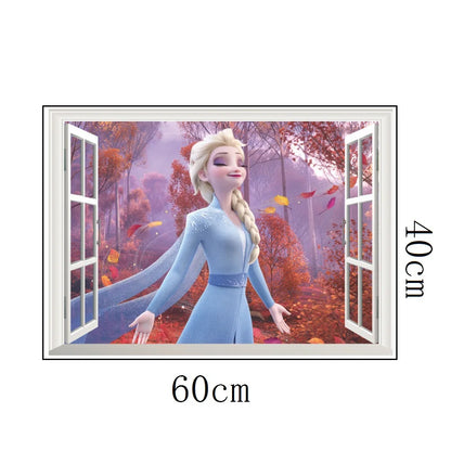 Cartoon diy frozen princess Elsa Anna wall stickers girl Children room background decoration removable kids bedroom poster decal