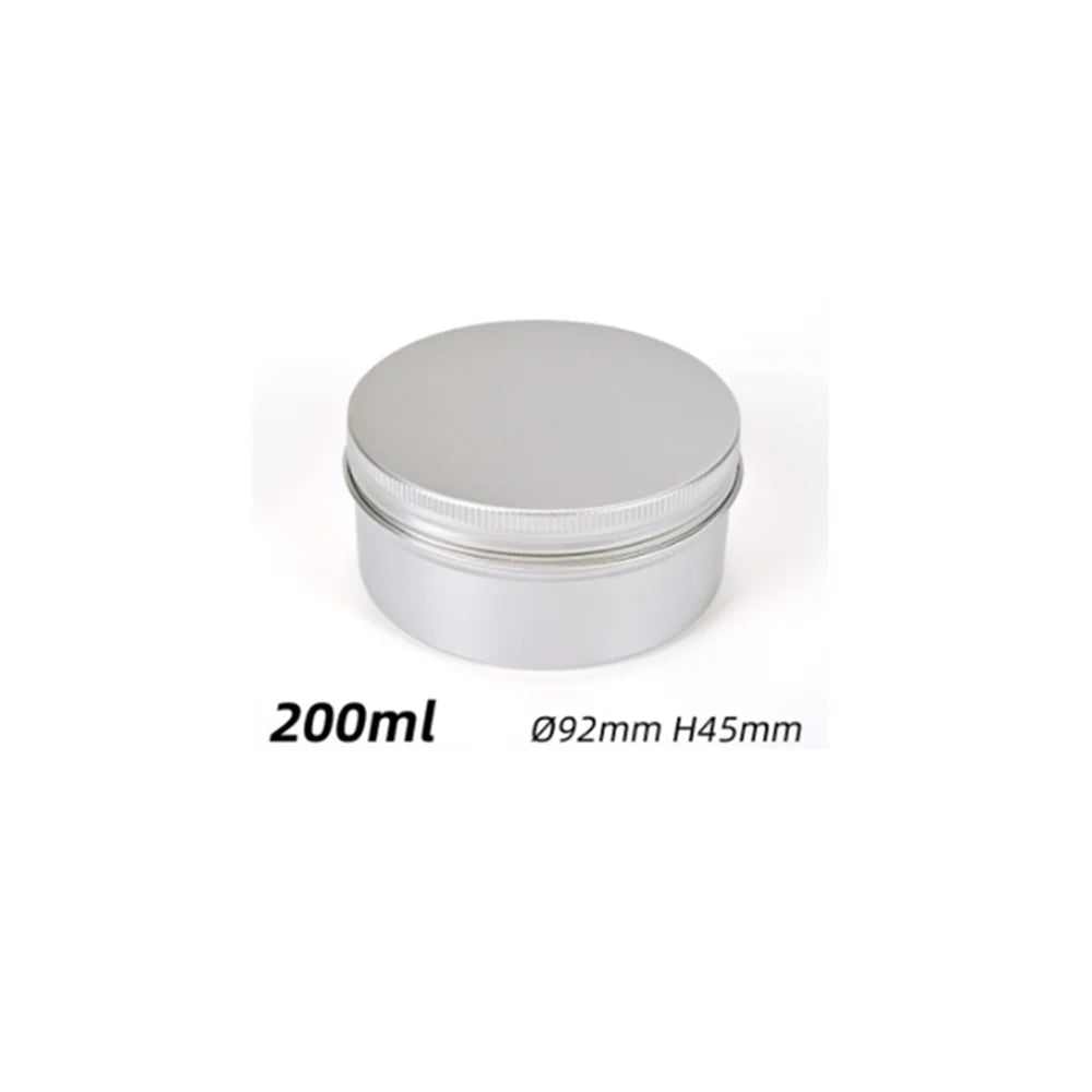 5ml-250ml Cosmetic Aluminum Cans Aluminum Boxes Silver Aluminum Tins Cans Screw Top Round Candle Spice Tins Cans Lid Containers