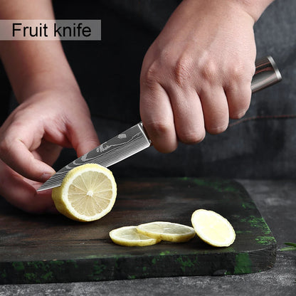 XITUO Chef knife 1-10Pcs Kitchen Knives Set Laser Damascus Pattern Ultra-Sharp Santoku Knife Cleaver Slicing Utility Fruit Knife