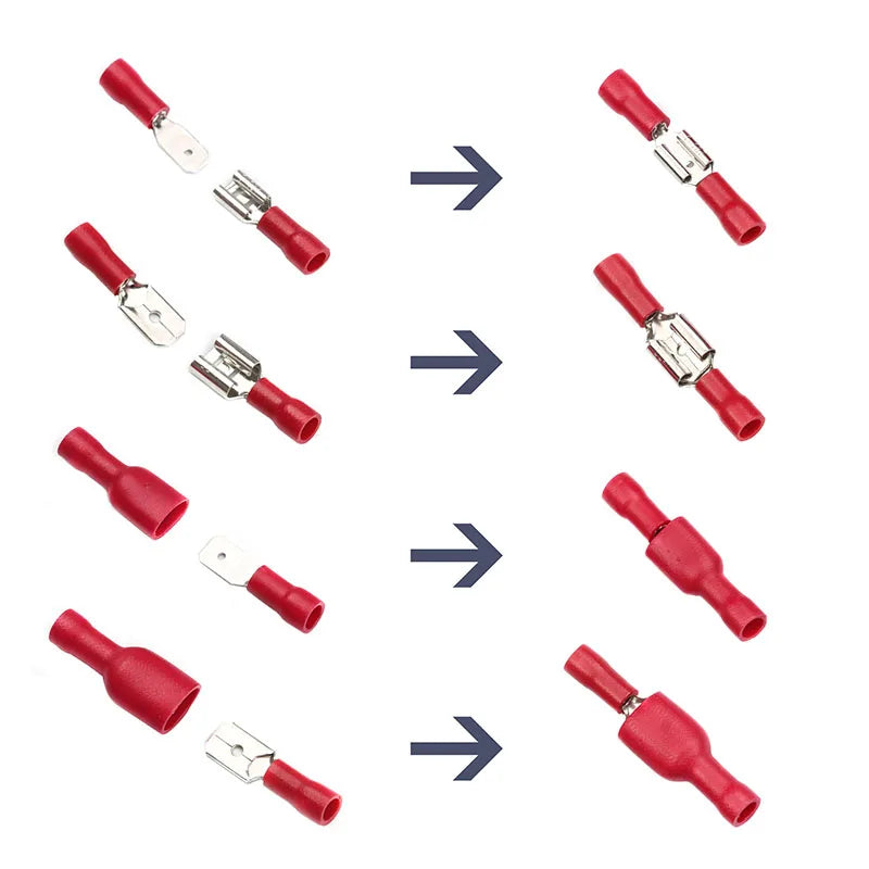 140-1200Pcs Assorted Spade Terminals Insulated Cable Splice Butt Connector Electrical Wire Crimp Ring Fork Set Ring Lugs Kit