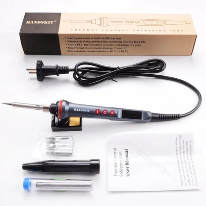 Handskit 90W Digital Electrical Soldering Iron kit Thermal Control Soldering Iron with 4 Wire Core and 5 Tip Welding Tools EU US
