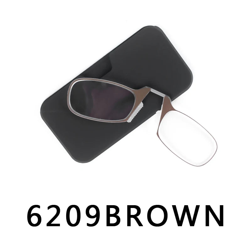 Nose Clip Reading Glasses Man High Quality Men Portable Foam Nose Glasses  for Seniors Transparent Eyeglasses with Case