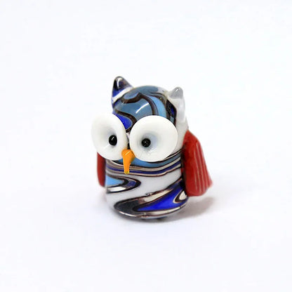 Handmade Mini Glass Owl Craft Figurine Japan Style Cartoon Animal Ornament Gift for Fairy Garden Home Tabletop Decor Accessories