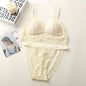 Lace Bra And Panties Set Women Push-Up Bralette Low-Rise Briefs Padded Lingerie Set Female Wireless Underwear Sexy Intimates