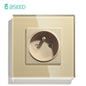 BSEED France Standard Single Wall French Socket Double Power Plug With White Black Gloden Crystal Glass Panel 16A 110V-250V