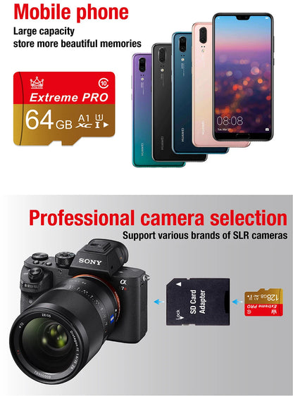 A1 Memory Card 16GB 32gb 64GB 128GB 200GB 256GB 400GB Mini sd card Class10 UHS-1 flash card Memory TF/SD Card for Mobile Phone