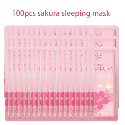 100 Pcs LAIKOU Moisturizing Sleeping Mask Sakura Snail Seaweed Centella Face Mask Tendering & Nourishing Oil-control Skin Care