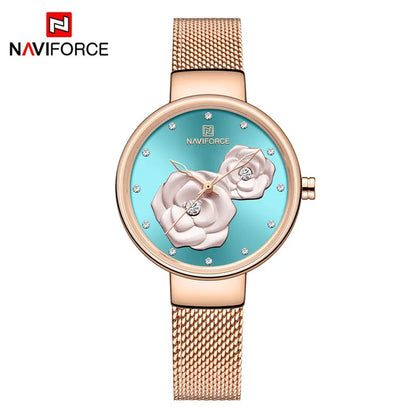 NAVIFORCE Luxury Women Watch Waterproof Dress Wristwatch Stainless Steel Bracelet Strap Elegant Lady Fashion Casual Female Gift