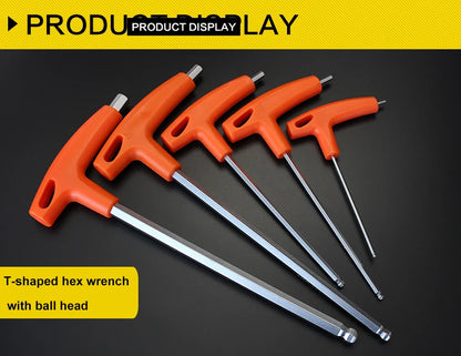 2/2.5/3/4/5/6/8/10mm Flat/Ball Head Hex Key Allen Wrench Hand Tool T-Handle Hex Key Wrench Ball End Allen Hex Key Wrench Spanner