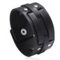 KOTik 2024 New Fashion Genuine Leather Wide Cuff Bangles Punk Vintage Three Layers Wide Black Brown Men Jewelry Bracelets