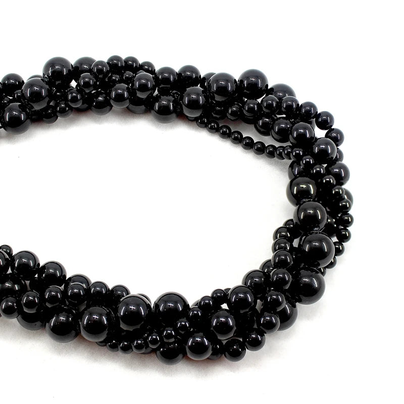 Natural Black Tourmaline AAA Quality Loose Stone Beads 4/6/8/10MM 15Inch For Jewerly DIY Making Bracelet Necklace