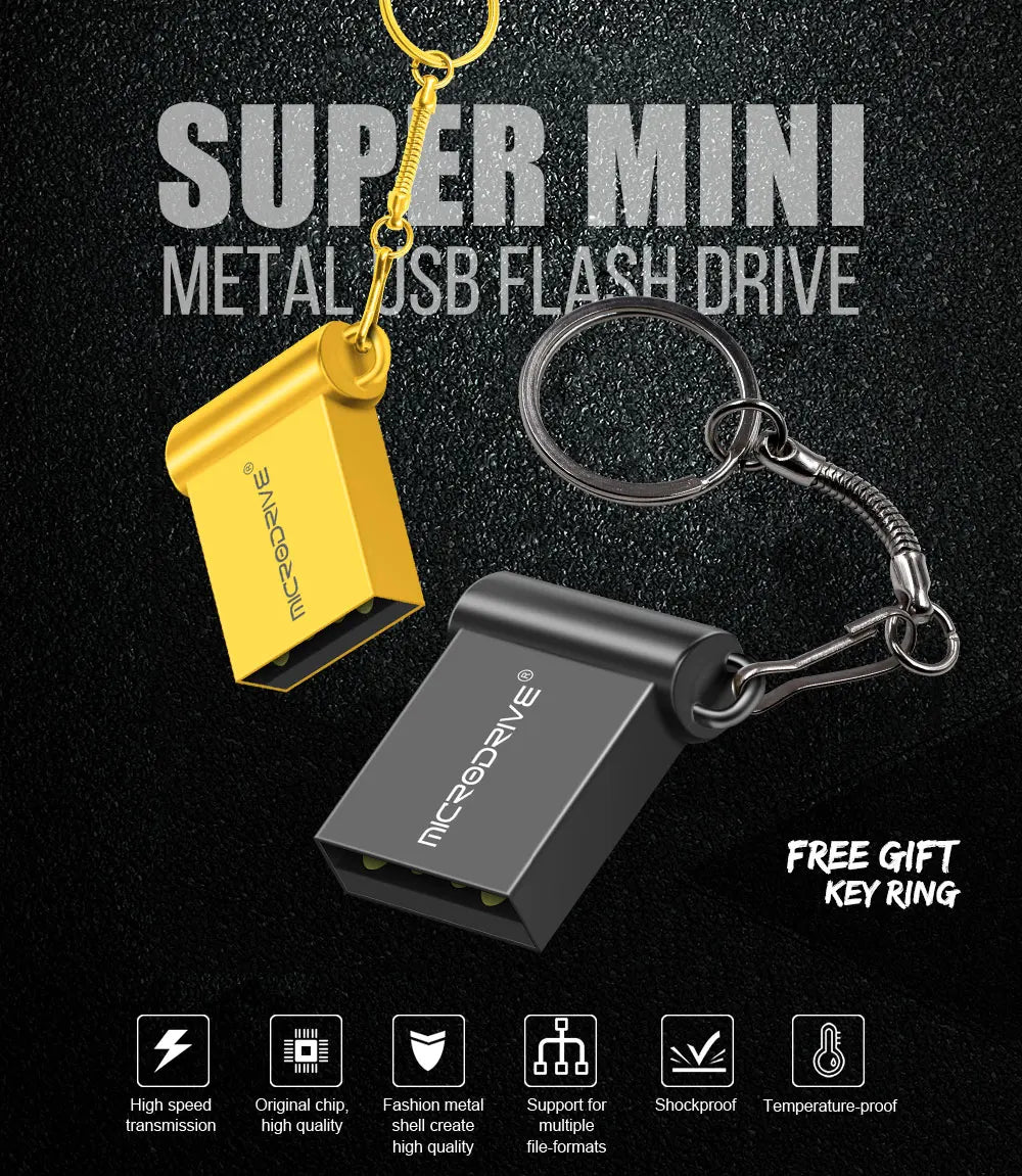 Metal Super Mini USB 2.0 4GB 8GB 16GB 32GB 64GB USB Flash Drive 128GB Pendrive 16GB Pen Drive U Disk Flash Memory