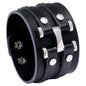 KOTik 2024 New Fashion Genuine Leather Wide Cuff Bangles Punk Vintage Three Layers Wide Black Brown Men Jewelry Bracelets