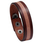 KOTik 2024 New Fashion Genuine Leather Wide Cuff Bangles Punk Vintage Three Layers Wide Black Brown Men Jewelry Bracelets