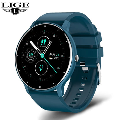 LIGE 2025 Nowy inteligentny zegarek męski, pełnoekranowy dotykowy sportowy zegarek fitness, wodoodporny IP67 Bluetooth dla Androida i iOS smartwatch Mężczyźni+pudełko