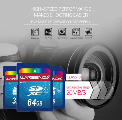 Hotsale WANSENDA SD Memory Card 64GB 32GB Class 10 SD Card 8GB 16GB Transflash SDHC SDXC TF Card Digital Flash Memory Card