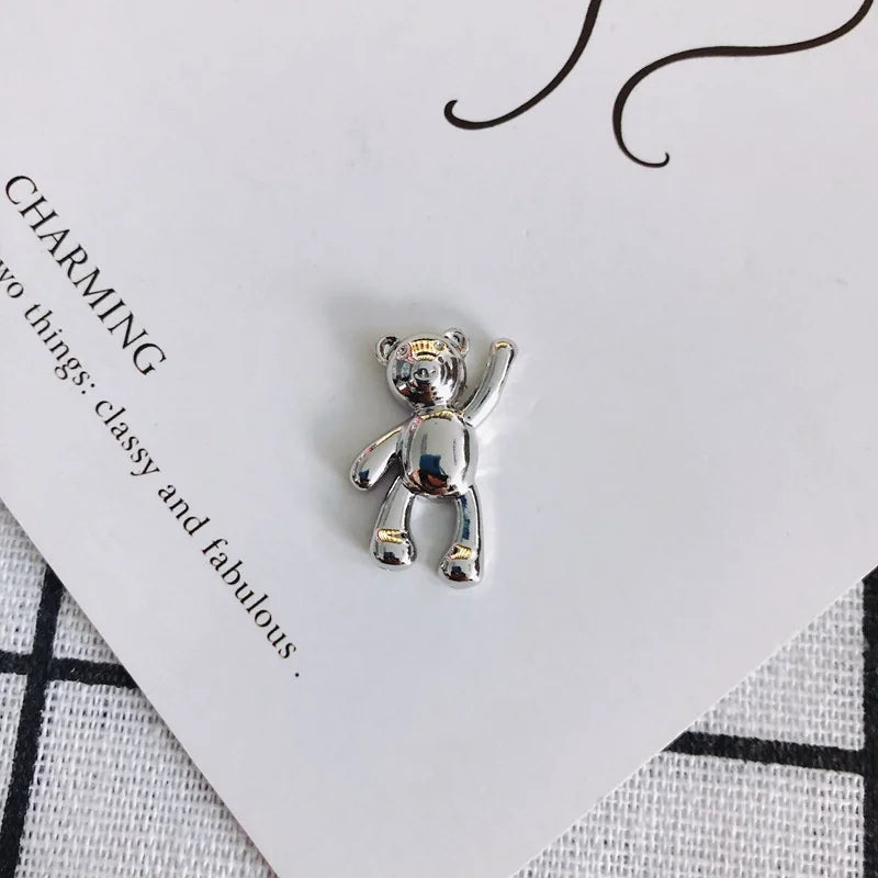 10PCS/lot DIY Cute Cartoon Teddy Bear Pendant Jewelry Accessories Wholesale Alloy Spray Paint Simple Multicolor Jewelry Material