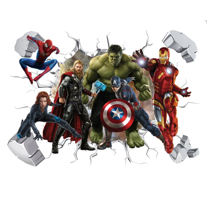 3D Avengers Captain America Cartoon Wall Stickers For Kids Room Super Heroes Decorations PVC Home Decor Wall Mural Art Posters