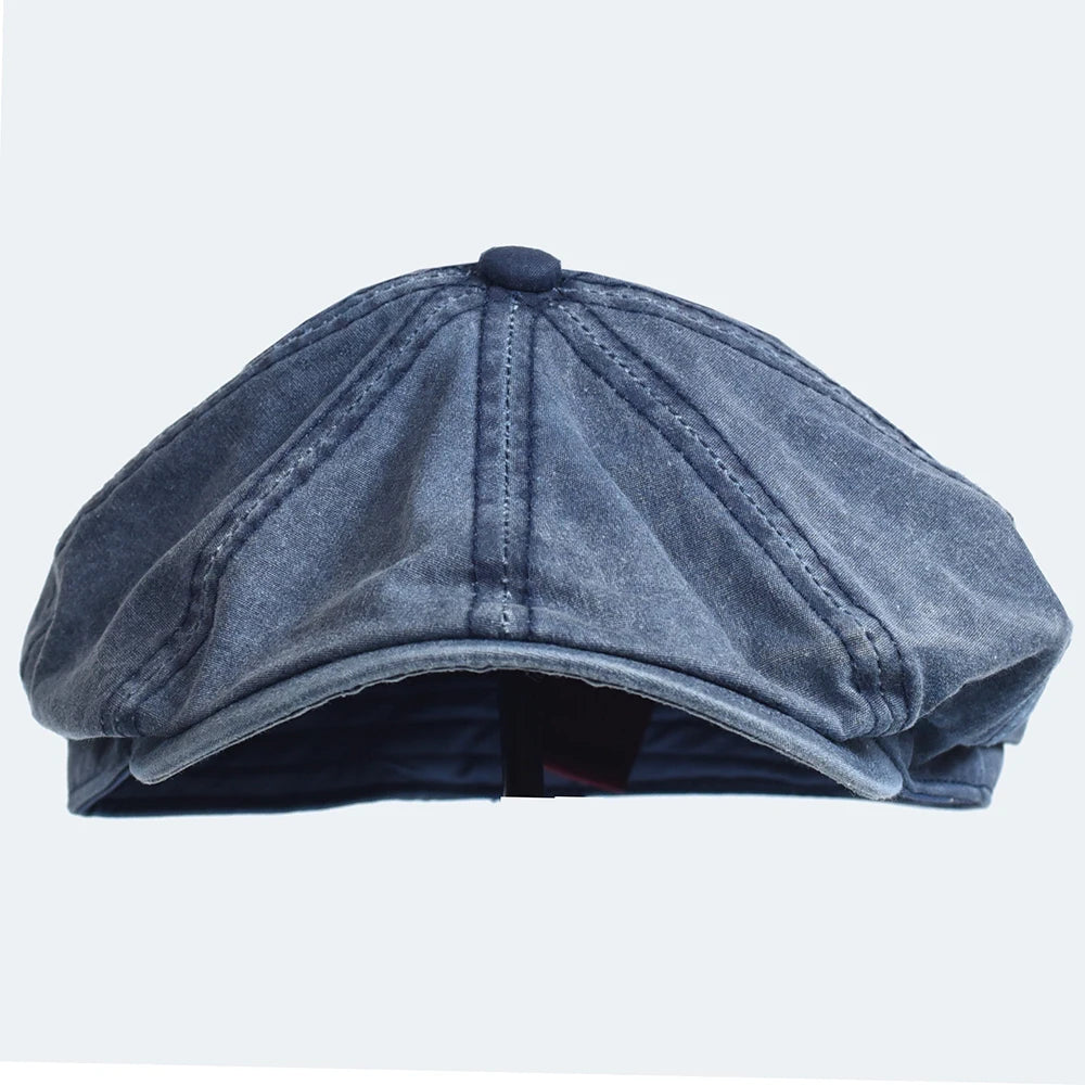 Washed Cotton Newsboy Cap Peaky Octagonal Hat Vintage Casual Cap Solid Berets Visor Gatsby Flat Ivy Hat