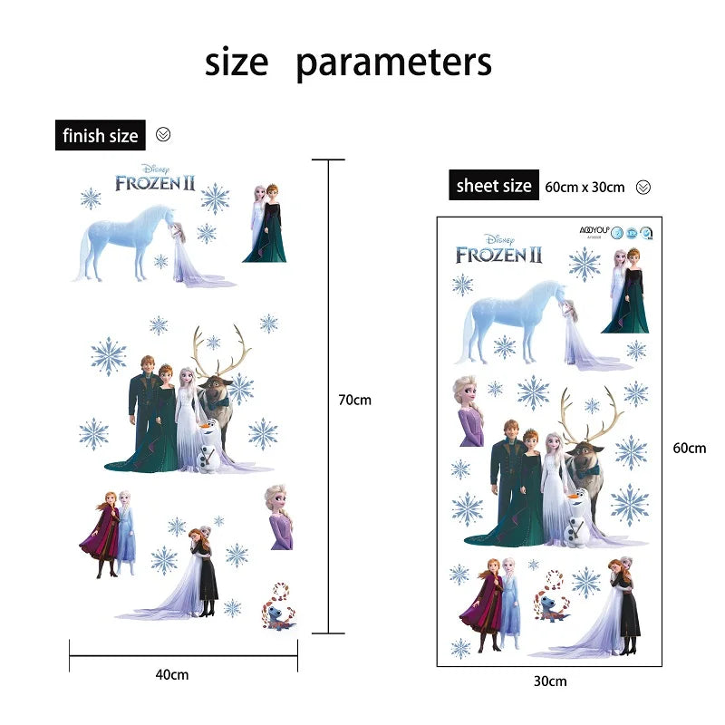 Cartoon diy frozen princess Elsa Anna wall stickers girl Children room background decoration removable kids bedroom poster decal