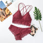 Women Lace Sexy Lingerie Set Push Up Bra Low-Rise Panties Underwear Set Sexy Wireless Bralette Comfort Breathable Brief Set