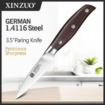 XINZUO 1-5PCS High Quality 3.5+5+8+8+8"  Paring Utility Cleaver Chef Knife Germany 1.4116 Stainless Steel Kitchen Knife Sets