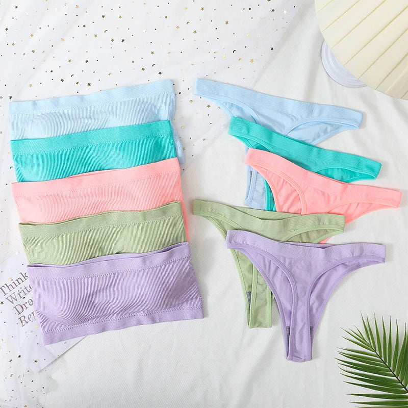 Women Strapless Bra And Panties Set Push Up Bra High Waist Thong  Seamless Underwear Sexy Tube Bra Female Sexy Lingerie Set
