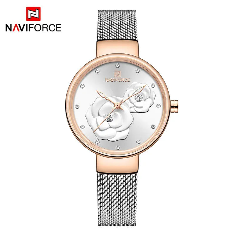 NAVIFORCE Luxury Women Watch Waterproof Dress Wristwatch Stainless Steel Bracelet Strap Elegant Lady Fashion Casual Female Gift