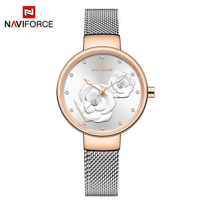NAVIFORCE Luxury Women Watch Waterproof Dress Wristwatch Stainless Steel Bracelet Strap Elegant Lady Fashion Casual Female Gift