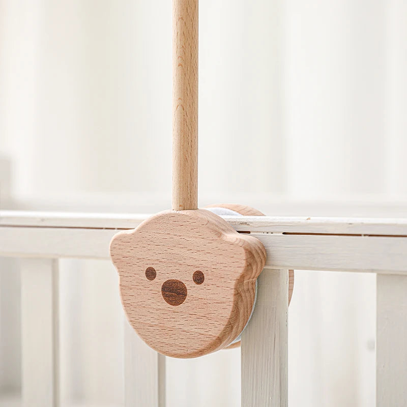 Baby Soft Felt Cartoon Wool Ball Seashell Rattles Hanging Bed Bell Newborn Mobile Crib Wooden Bracket Montessori Education Toys