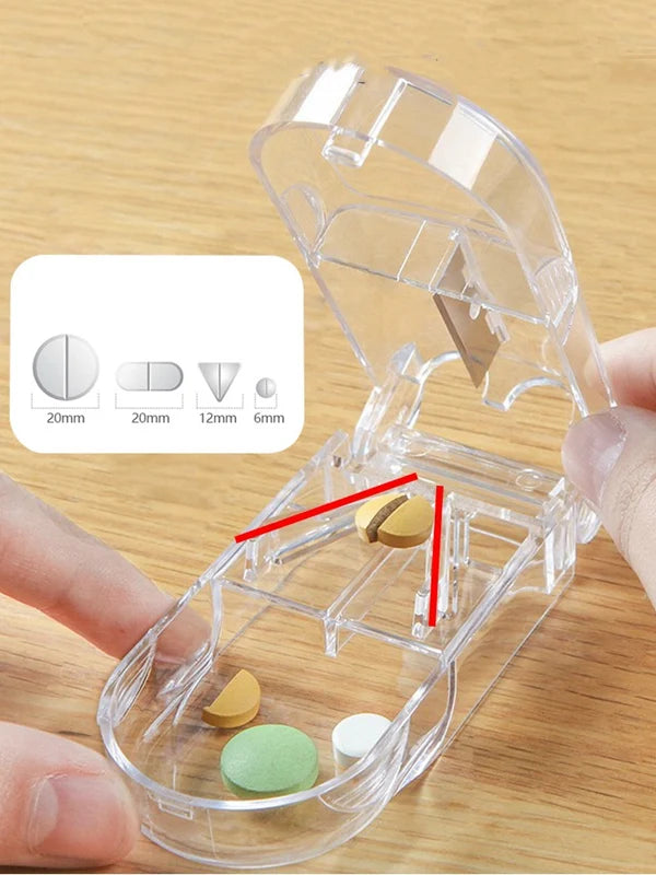 Medicine Box Pill Cutter Portable Drug Box Useful Grinder Splitter Medicine Pill Holder Tablet Cutter Splitter Divider Pill Box