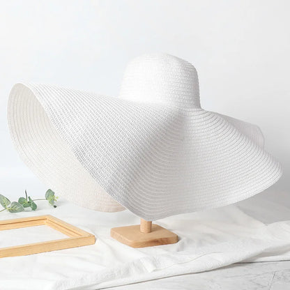 70cm Oversized  Wide Brim Sun Hat Travel  Large UV Protection Beach Straw Hats Women's Summer Floppy Foldable Chapeaux Wholesale