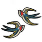 Phenix Birds Azure Blue Pink Gold Embroidered Appliques Iron-On Patches Pair