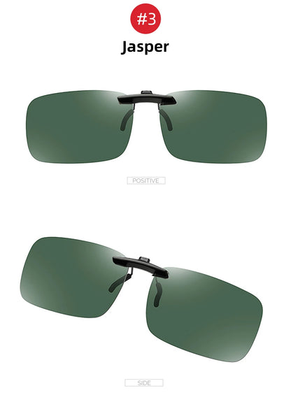 VIVIBEE Mens Fishing Clip On Sunglasses Mirror Blue Eyeglasses Polarized UV400 Women Square Night Vision Driving Sun Glasses
