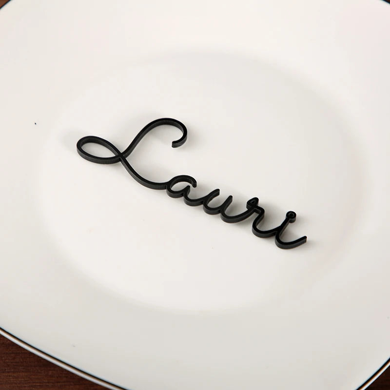 Personalized wedding place table cards Laser cut names Guest names Weddings place card name signs Place settings Bride and Groom
