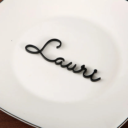 Personalized wedding place table cards Laser cut names Guest names Weddings place card name signs Place settings Bride and Groom