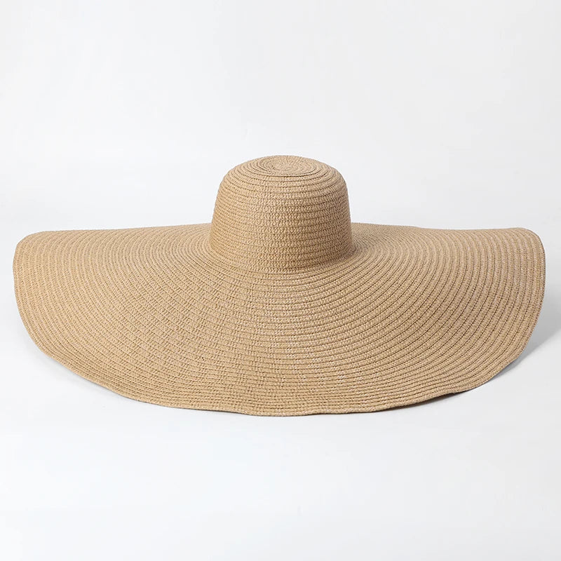 70cm Oversized  Wide Brim Sun Hat Travel  Large UV Protection Beach Straw Hats Women's Summer Floppy Foldable Chapeaux Wholesale