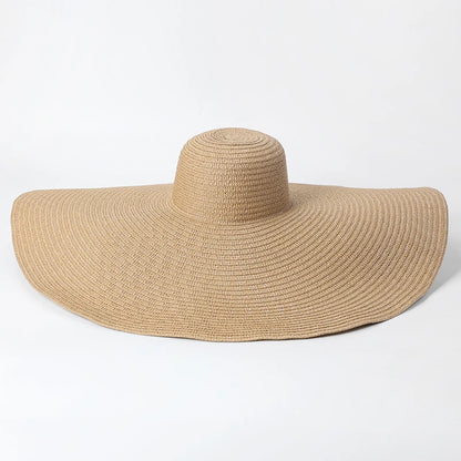 70cm Oversized  Wide Brim Sun Hat Travel  Large UV Protection Beach Straw Hats Women's Summer Floppy Foldable Chapeaux Wholesale