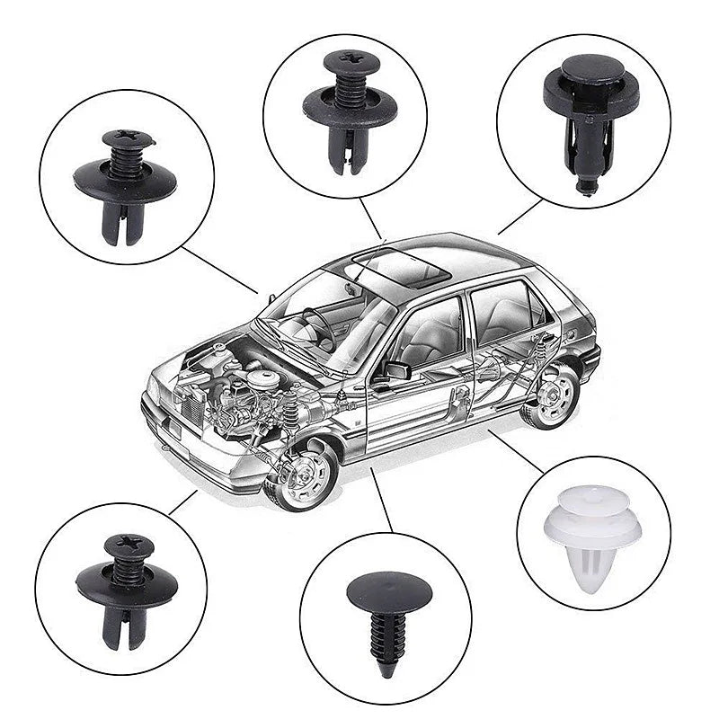 100pcs Trim Panel Retainer Fastener Kit Mixed Auto Fastener Clip Car Body Push Retainer Pin Rivet Bumper Door Car Accessories