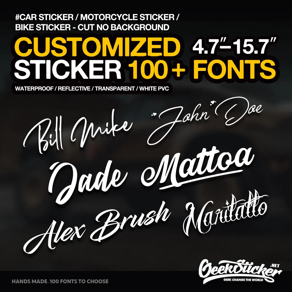 12-40cm Custom Text Decal Sticker Your Name Slogan Company Name Number For Car Motorcycle Bike Boat Shop Window Waterproof OEM