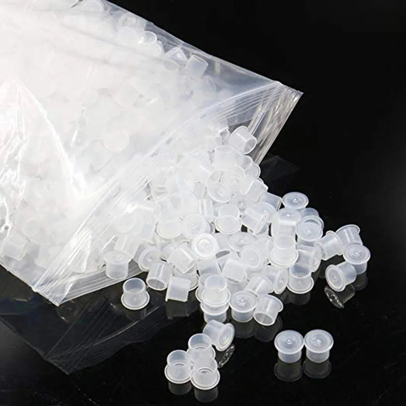 300/100PCS Disposable Tattoo Ink Cups with Base S/M/L Mixed Permanent Makeup Pigment Holder Caps Tattoo Accessories