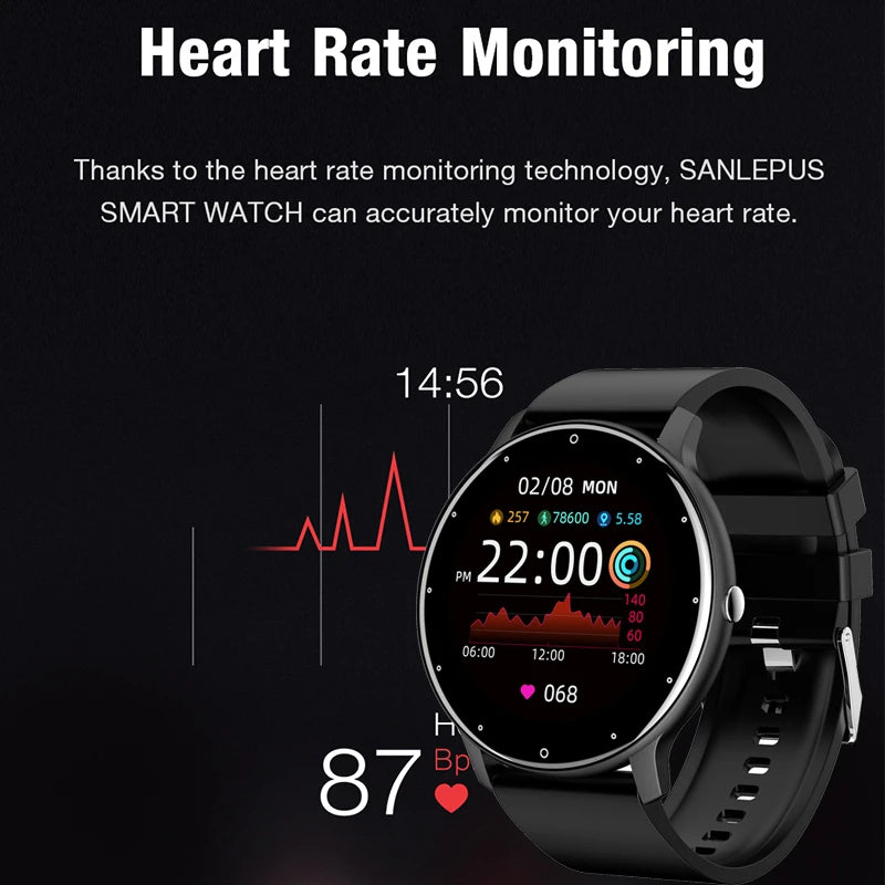 LIGE 2025 Nowy inteligentny zegarek męski, pełnoekranowy dotykowy sportowy zegarek fitness, wodoodporny IP67 Bluetooth dla Androida i iOS smartwatch Mężczyźni+pudełko