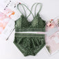 Women Lace Bra And Briefs Set Backless Bralette Solid Color Underwear Wireless Lace Bra Top Sexy Lingerie Set Female Intimates